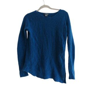 GRIFFEN CASHMERE 100% Cashmere Ribbed Asymmetric Sweater in Blue - Size M